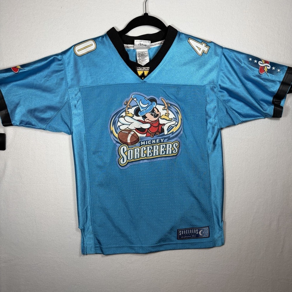 Vintage Y2K Mickey Mouse Sorcerers Jersey Youth Large ‎ Disney Shirt Streetwear
